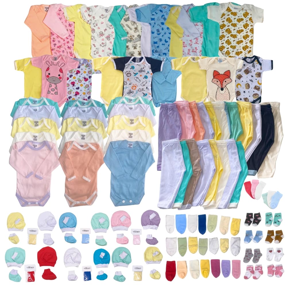 Kit 15 Peças Bebê Body Calça – Malha Confortável para Enxoval Menina/Menino