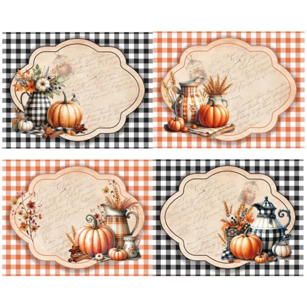 Tricoline Digital 100% Algodão Painel Jogo Americano 4 Peças Abóbora Vintage 55x150cm Maria Flor