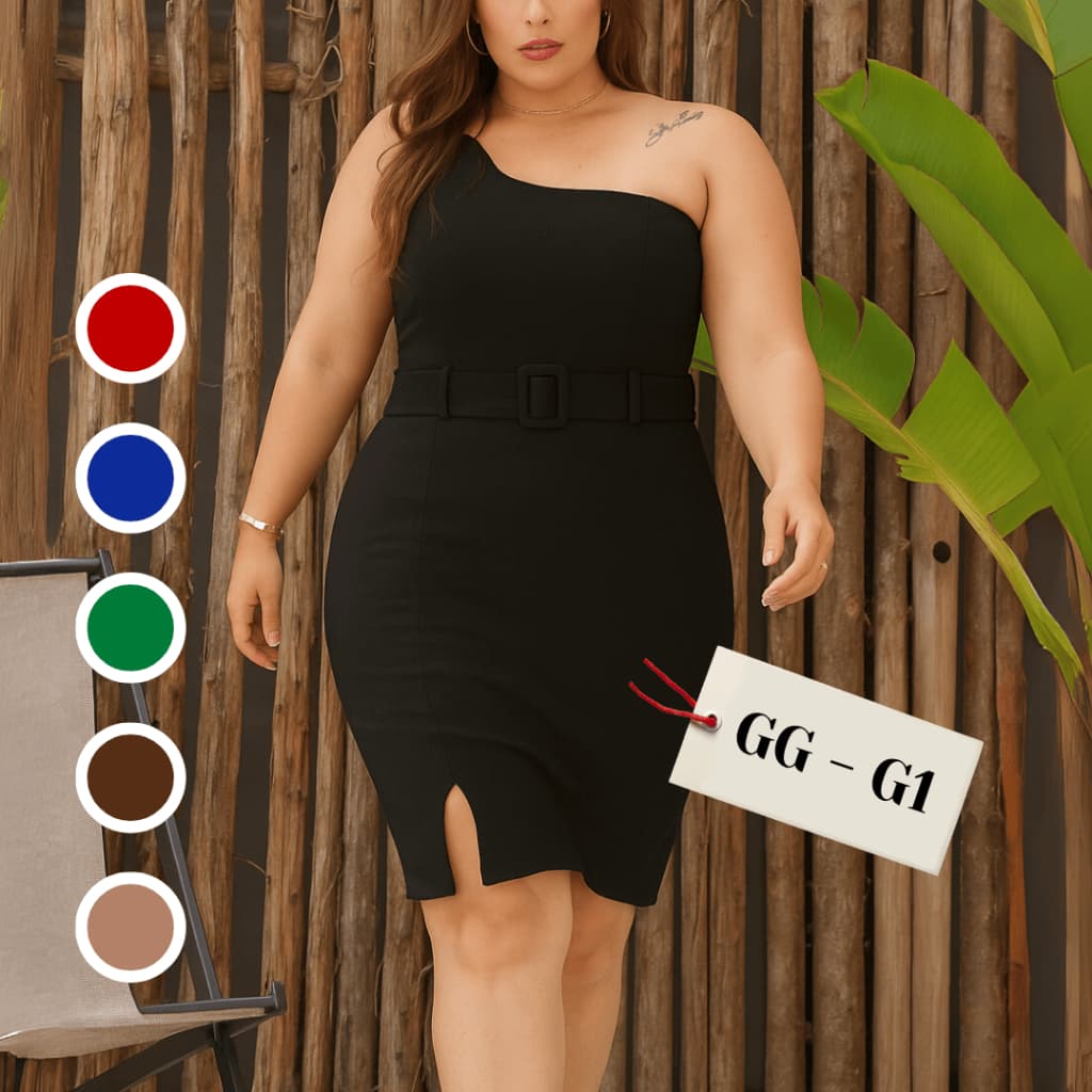 VESTIDO FEMININO MULA MANCA PLUS SIZE COM BOJO E FIVELA MALHA CREPE + DE 5 CORES MIDI VESTE ATÉ 52