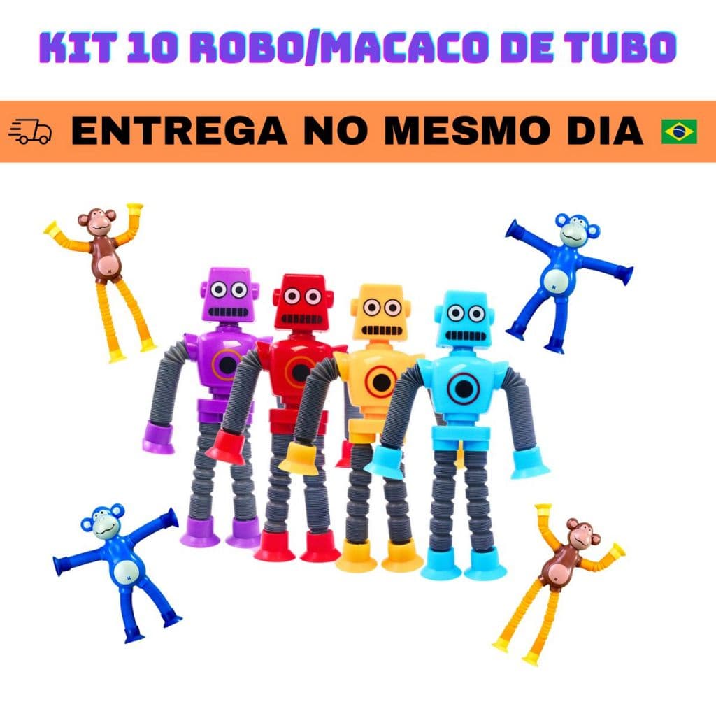 Kit com 10 Robos Pop Tubo Led Com Ventosa