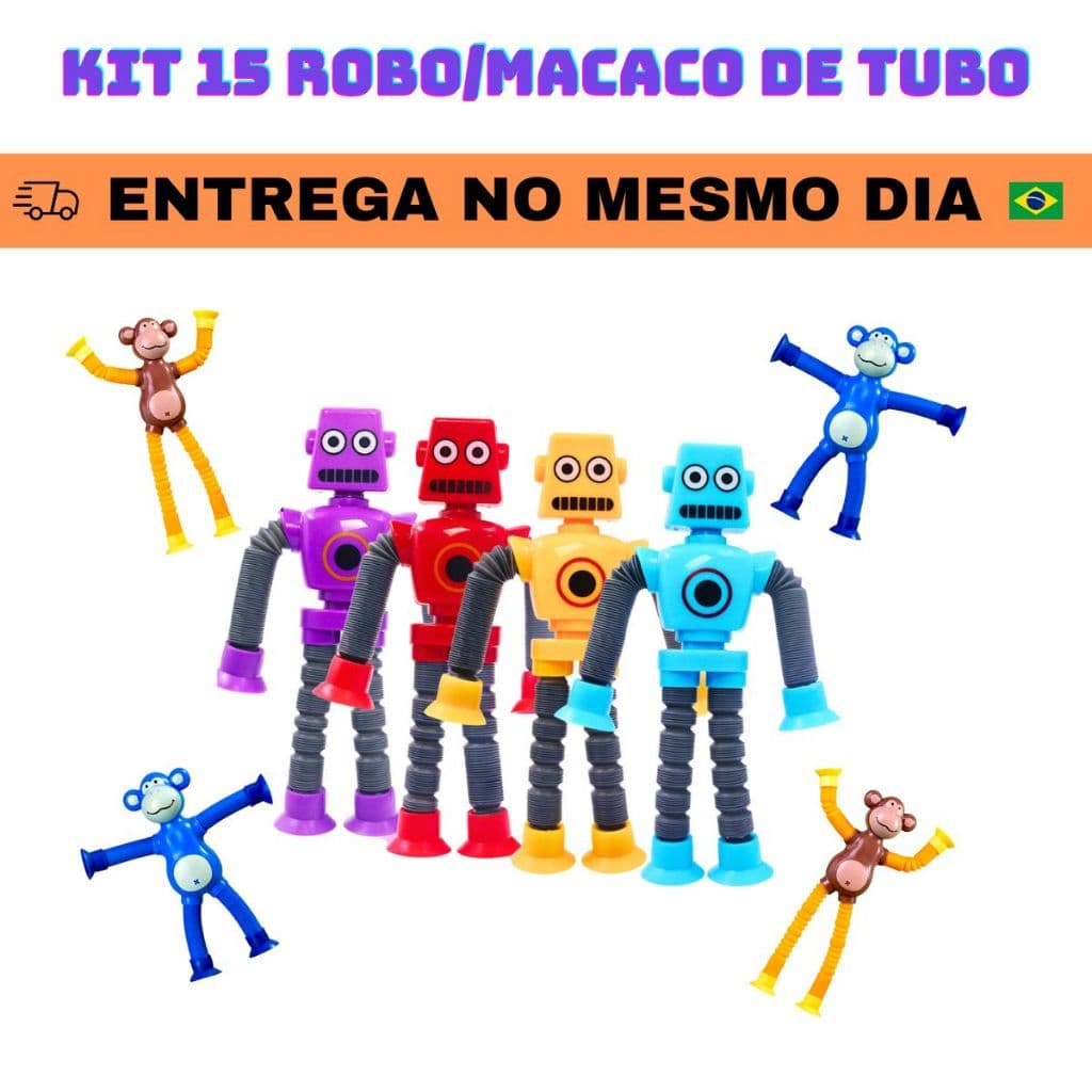 Kit com 15 Robos Pop Tubo Led Com Ventosa