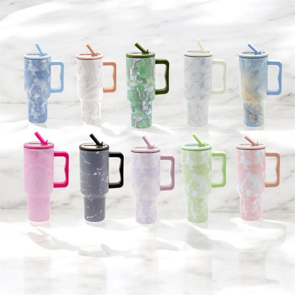 Novidade! Copo Térmico Nuvens e Marmare em   Aço Inox 1200 ml Com Alça e canudo