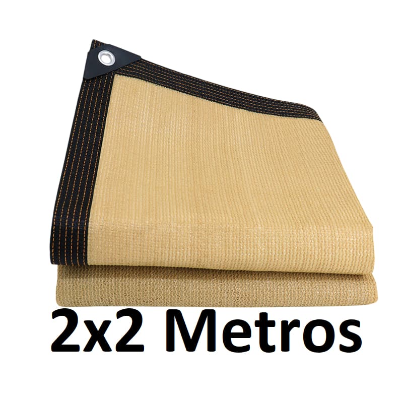 Tela Sombreamento 2x2 Bege 90% Proteção Uv Com Acabamento