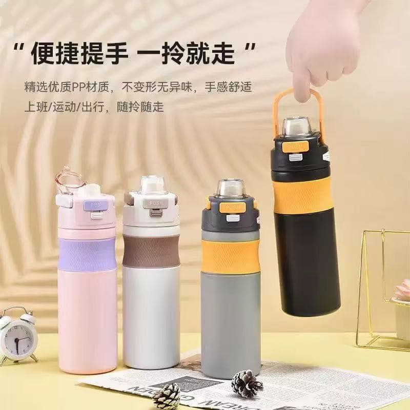 Garrafa Squeeze Térmica Academia Inox Água 600 Ml Sports—105/sem ou com canudo