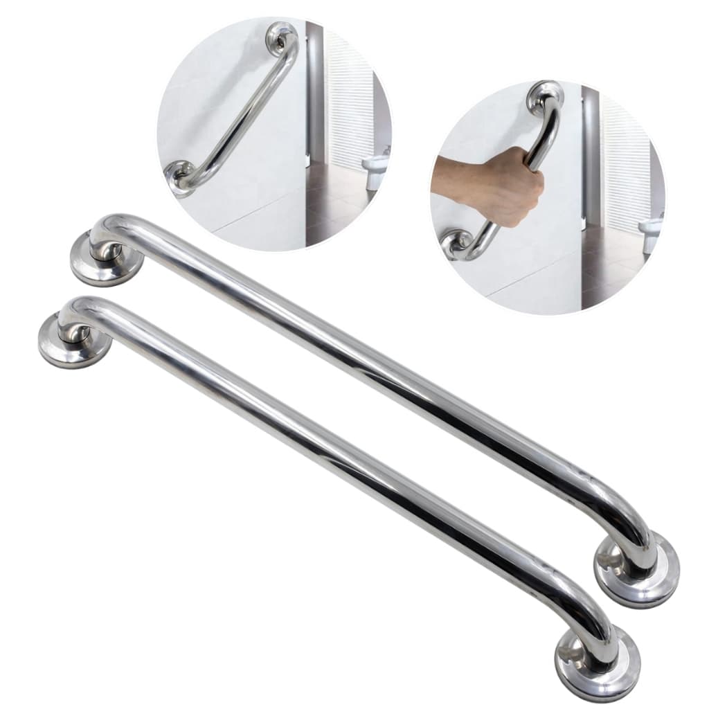 Kit 2 Alça Barra De Apoio Suporte Para Parede Inox 50cm Banheiro Corrimão Aço