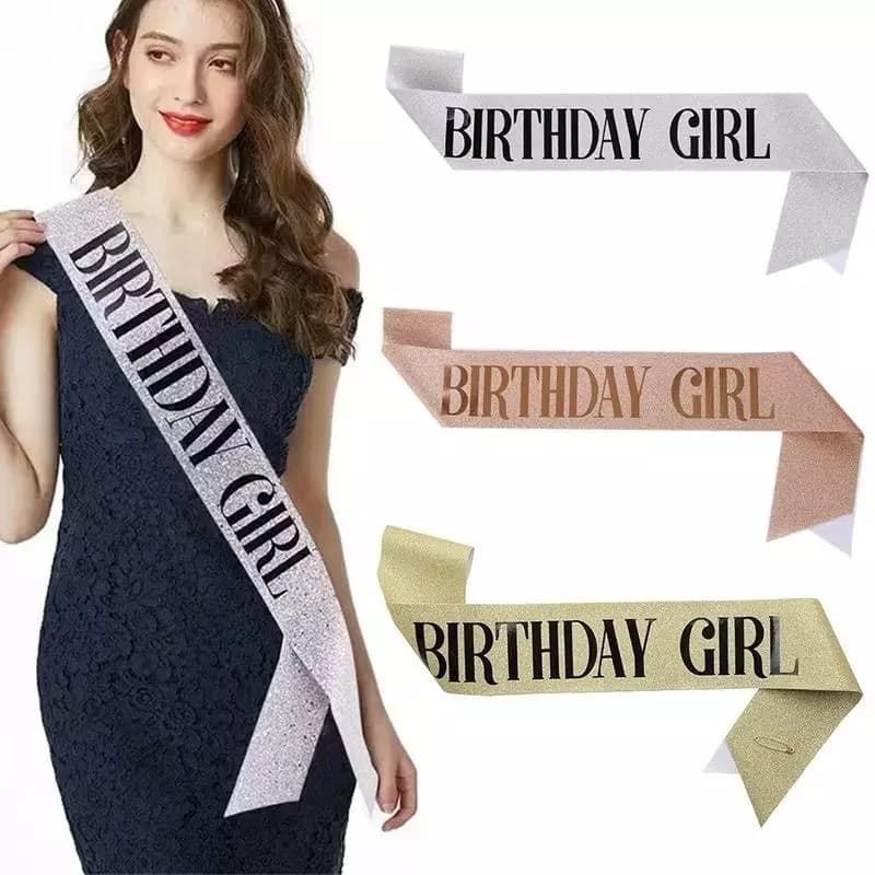 Faixa Cruzada De Cerimônia De Glitter Aniversário Rainha Festa Fita Suprimentos Acessórios Miss Birthday Girl