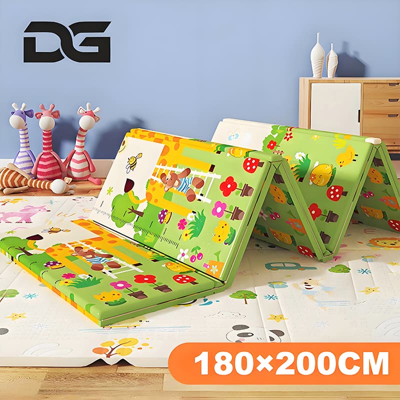 Tapete Infantil Emborrachado 200x180cm Dobrável Dupla Face Gigante Anti Impacto Bebê Educativo S13