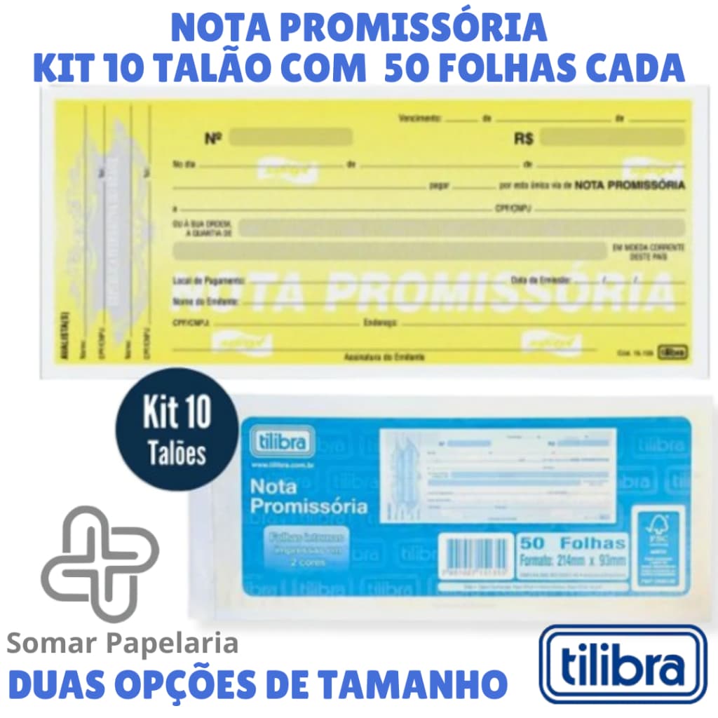 Nota Promissória 10 Blocos de 50 Folhas - Tilibra