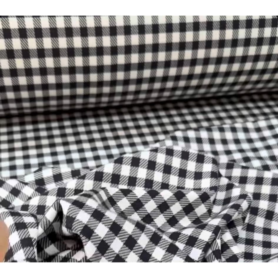 Lã mista com algodão fio tinto xadrez preto e branco tecido para inverno