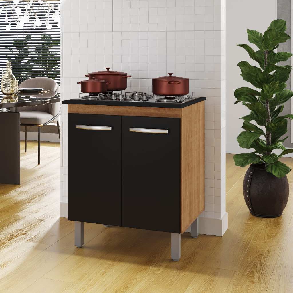 Balcão Para Cozinha Cooktop 4 e 5 Bocas com 2 Portas - Compacto Jade - TrialMoveis