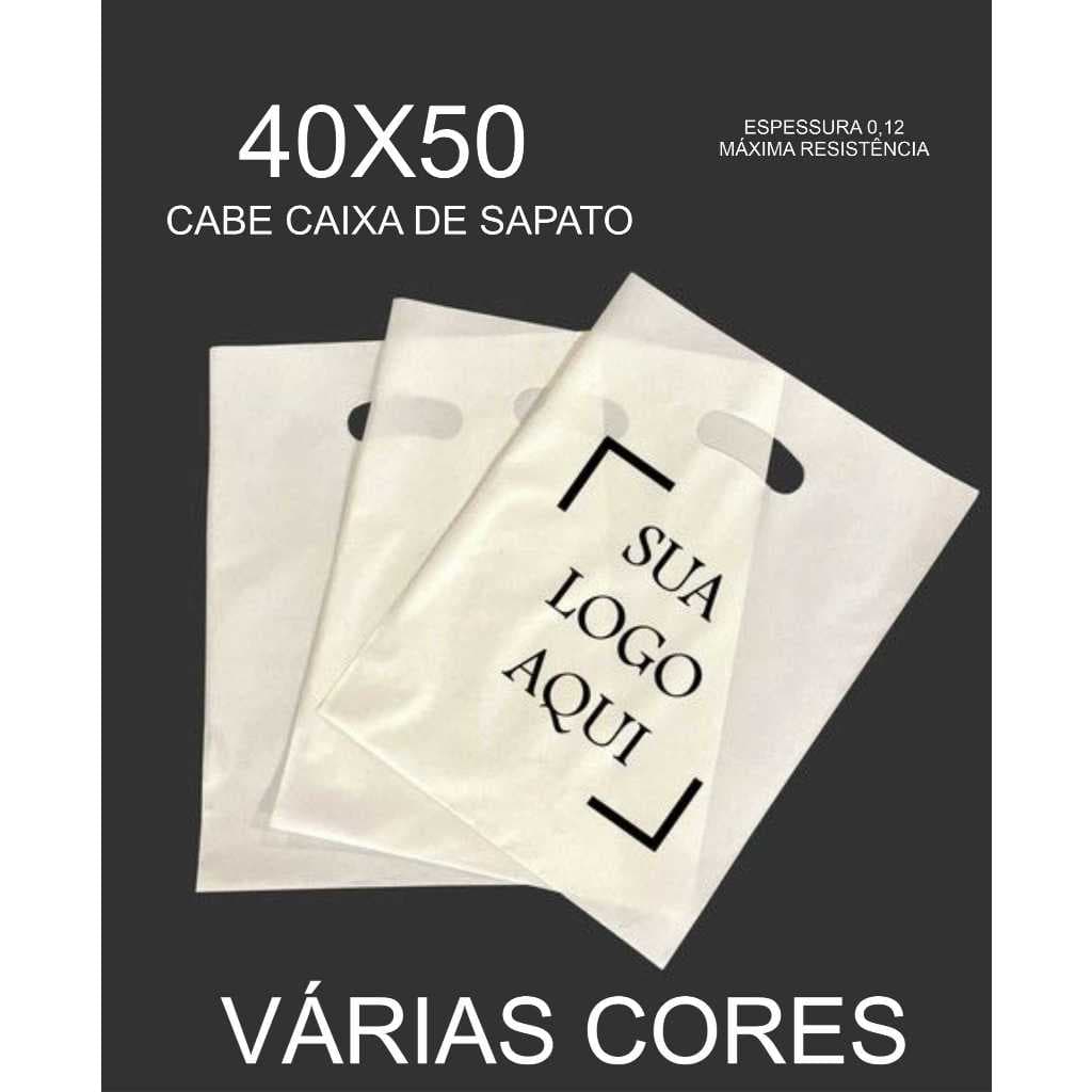Sacolas Plástica 40x50 com o seu logo estampado cabe caixa de sapato