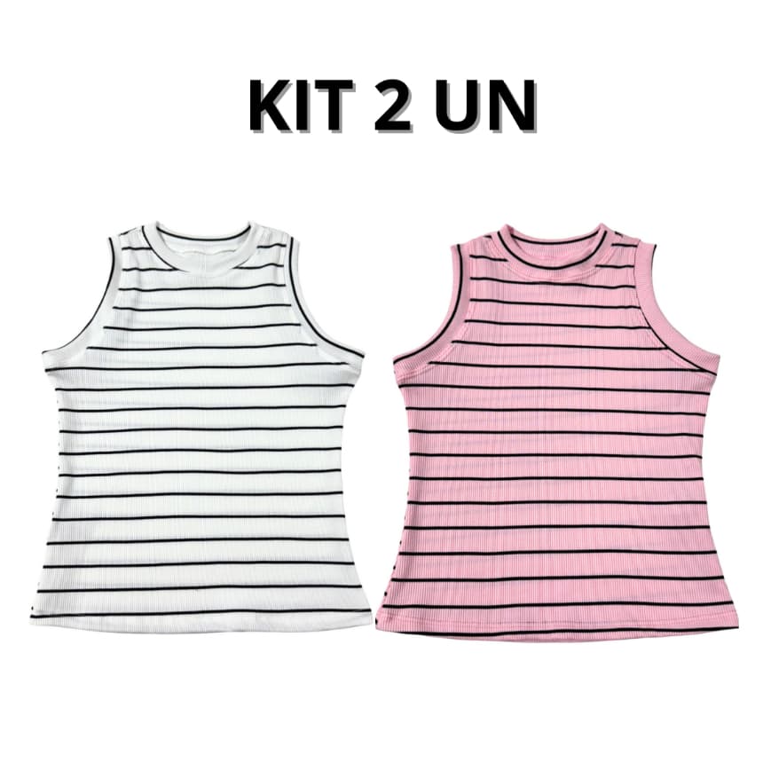 Kit Blusa Infantil Juvenil Ribana Algodão Bicolor Americana Manga Curta Camiseta Infantil Menina