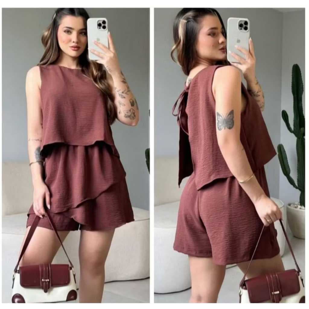 macaquinho feminino  curto forrado com camadas verão