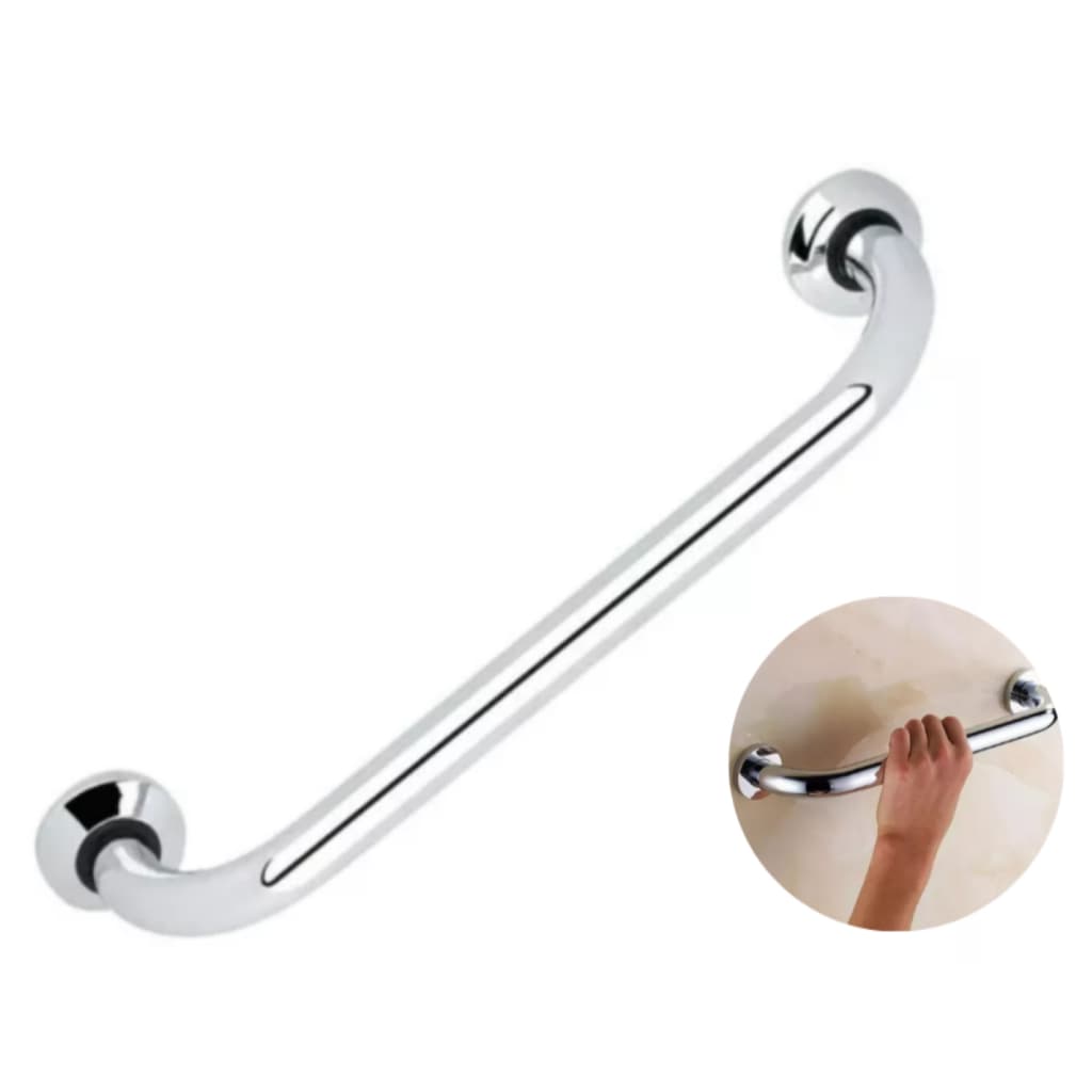 Barra Apoio Alça Segurança Banheiro Corredor Acessibilidade Idoso Deficiente Vários Tamanhos Cromada