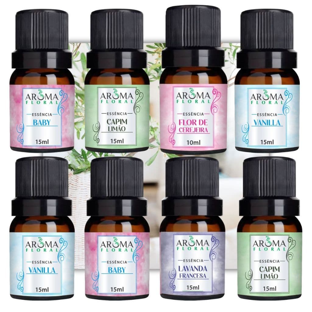 Kit com 5 Essências Para Aromatizador e Difusor Elétrico a Base de Água - Cinco Aromas