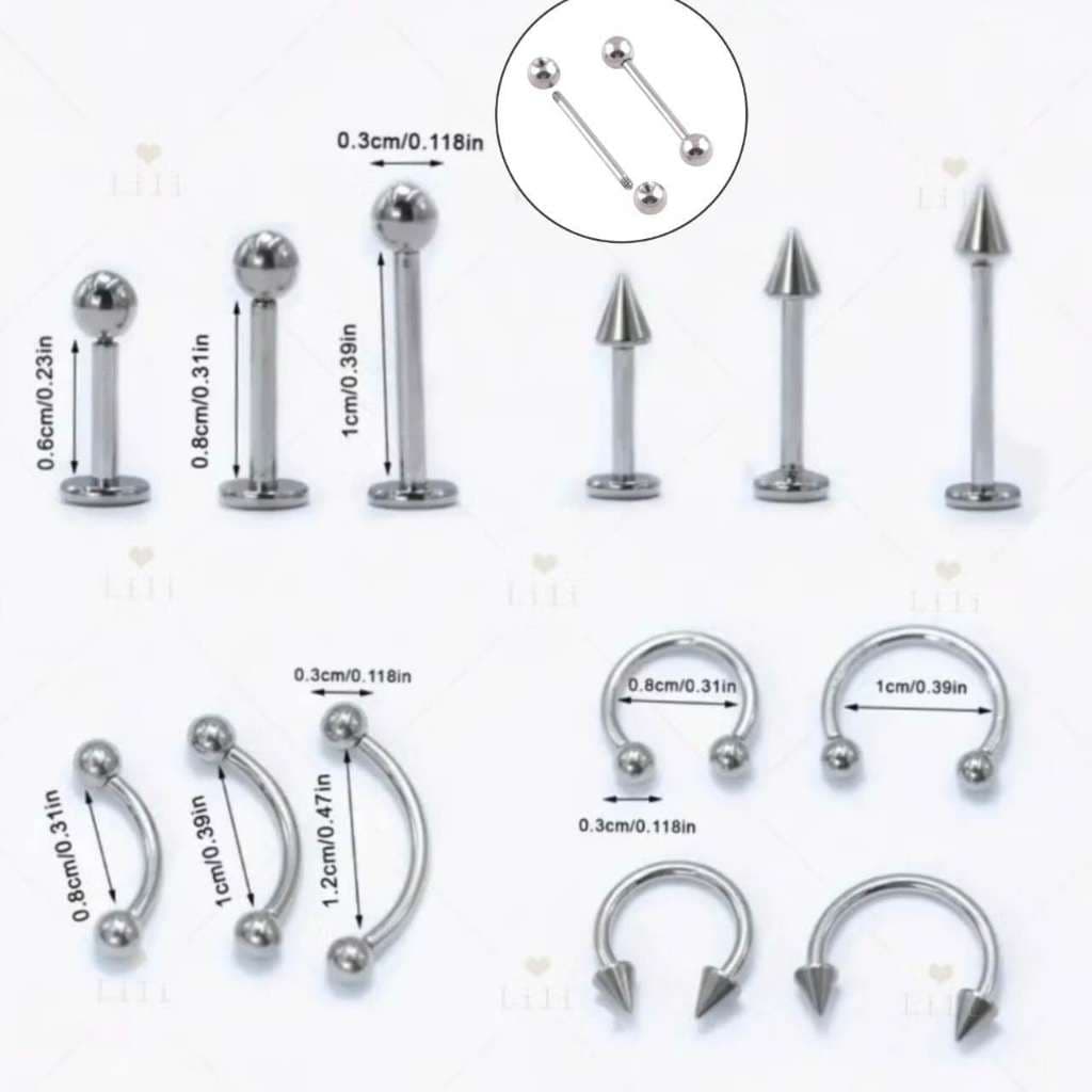 1Pc Piercing Ferradura / Labert/ Curvo Barbell/ com Bolinha spike Aco cirugico Piercing corporal