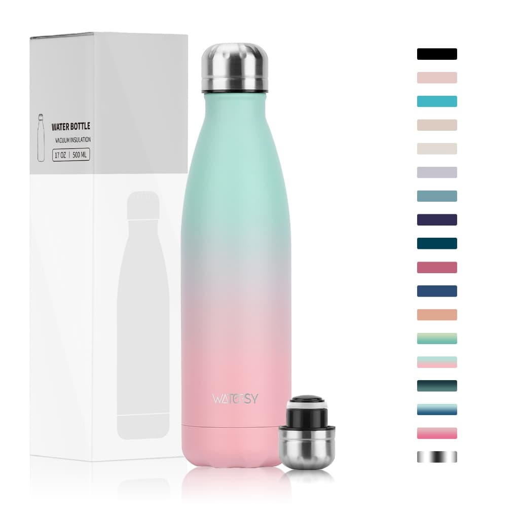 WATERSY Garrafa Térmica 500ml(16oz) Inox Parede Dupla, Mantém Calor/Frio, p/ Academia e Futebol