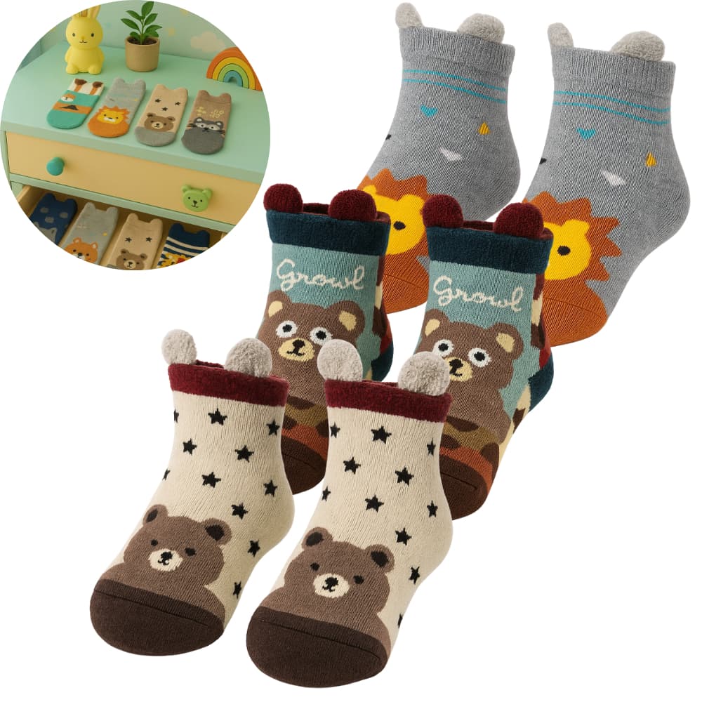 12 - 6 ou 3 Pares Meia Infantil Menino Bichinho Orelhinha masculino