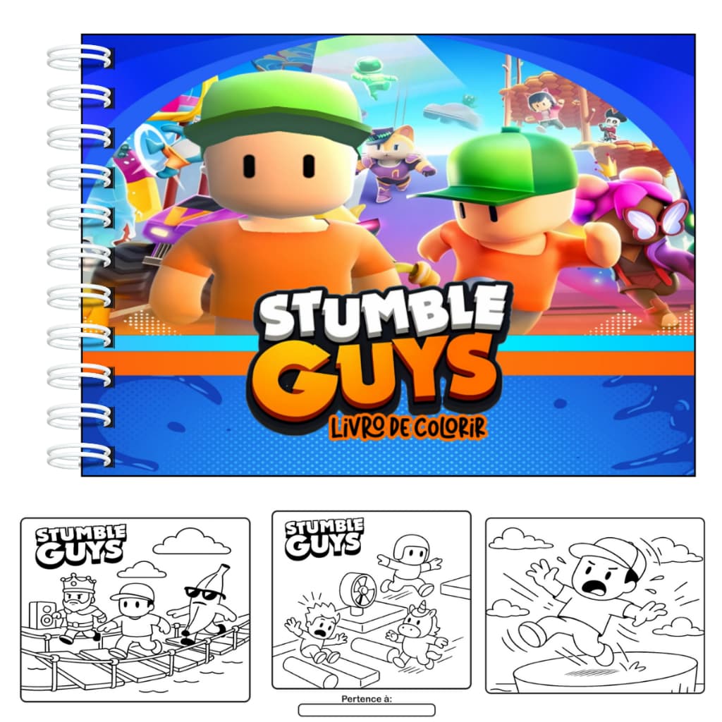 Livro de Colorir Stumble Guys Capa Dura 50 Páginas Folhas 180g Holográfico