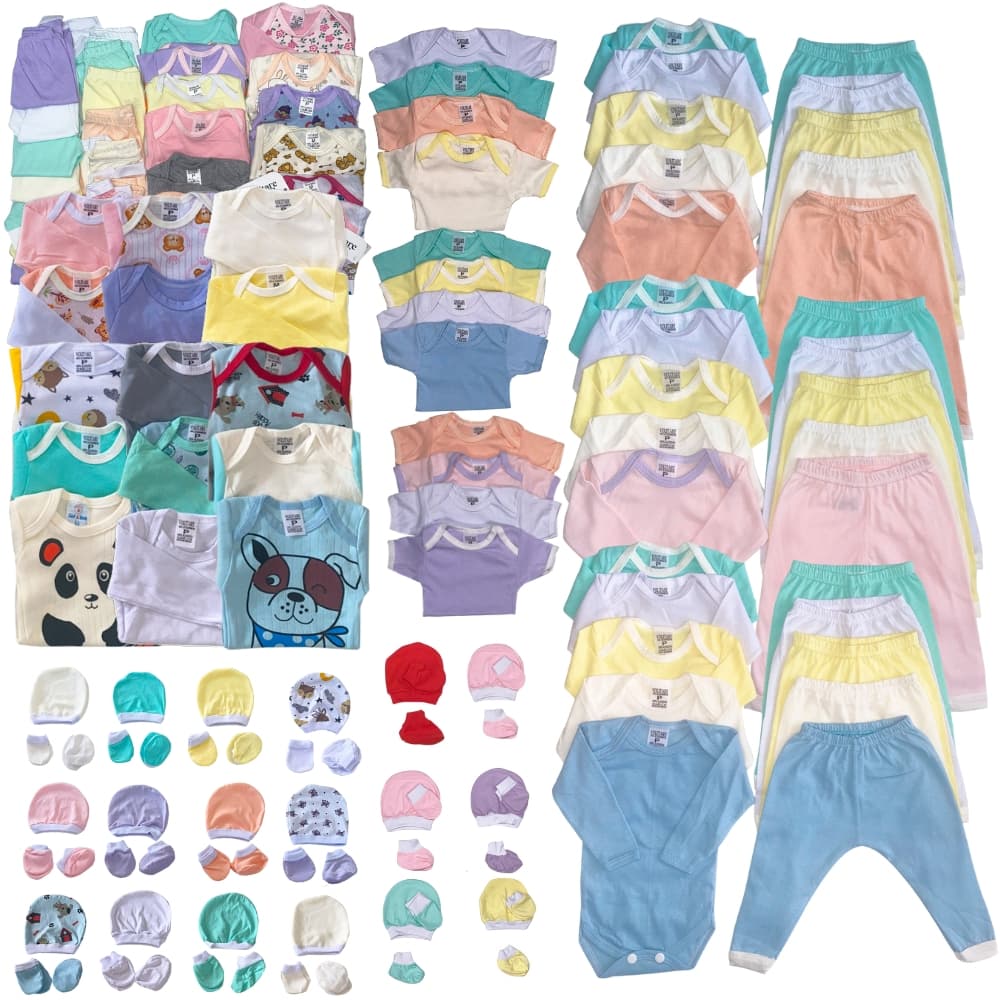 Kit 14 Peças de Bebê Body Calça Touca Luva – Enxoval Inicial Menino ou Menina