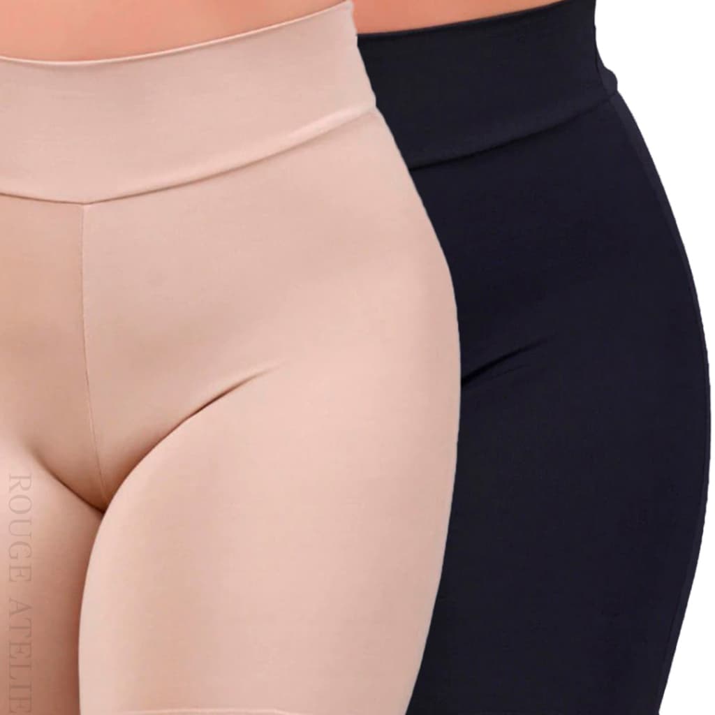 Kit 2 Short Anágua Modeladora Cintura Alta Segunda Pele Térmica Cos Alto Maternidade
