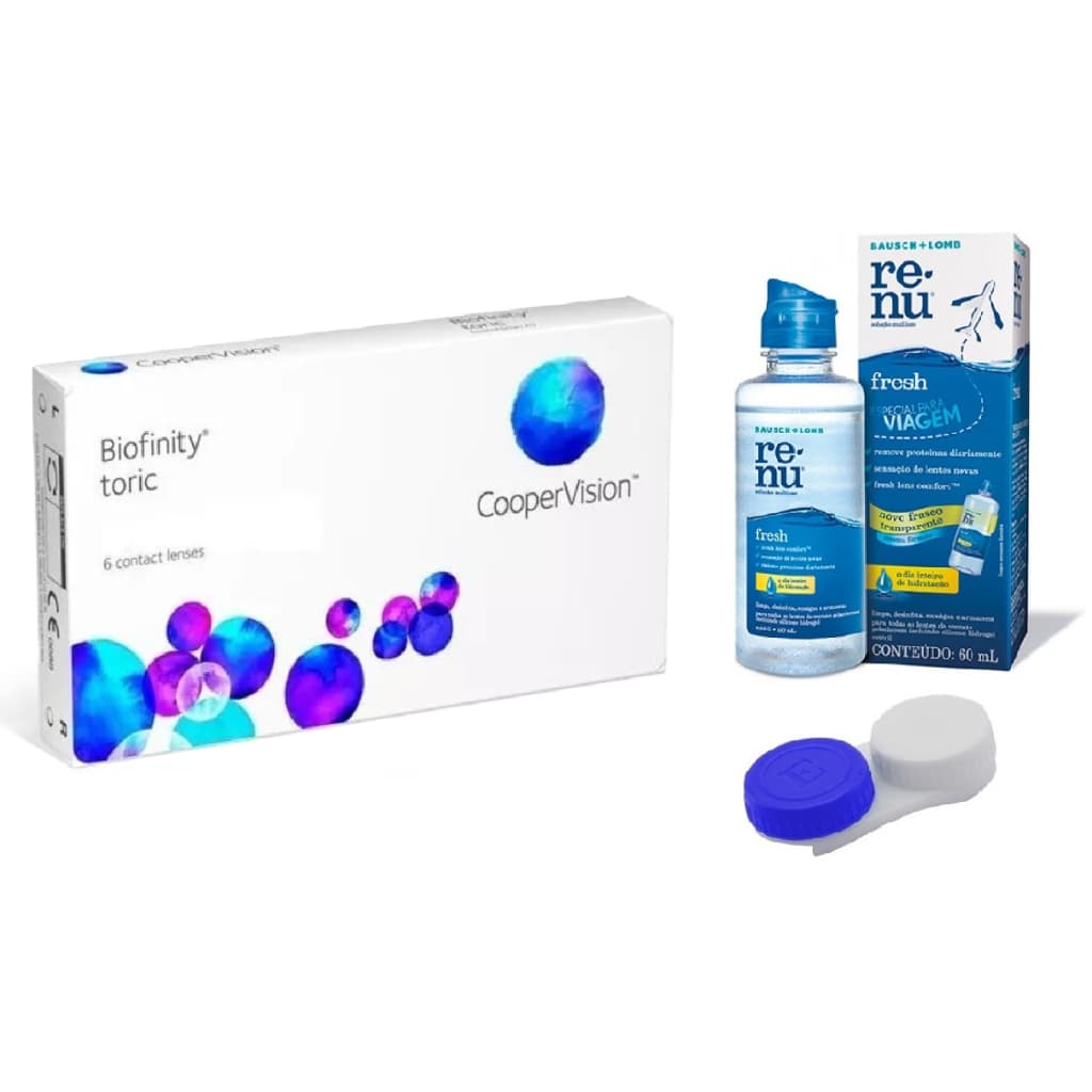 Lente De Contato Biofinity® Tórica Astigmatismo Coopervision + Estojo + Renu60ML