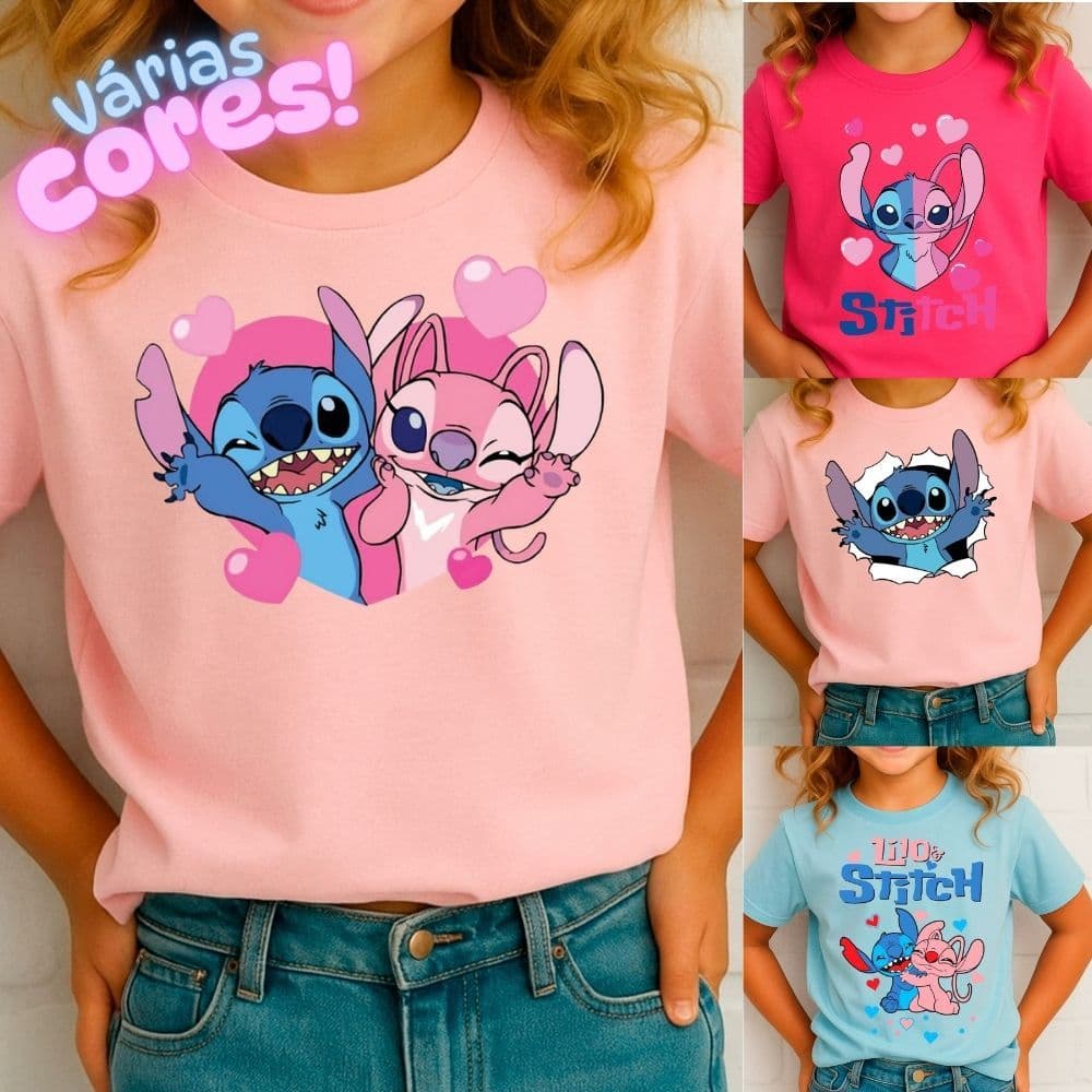 Camiseta Lilo E Stitch Disney Filme Infantil Camisa Desenho