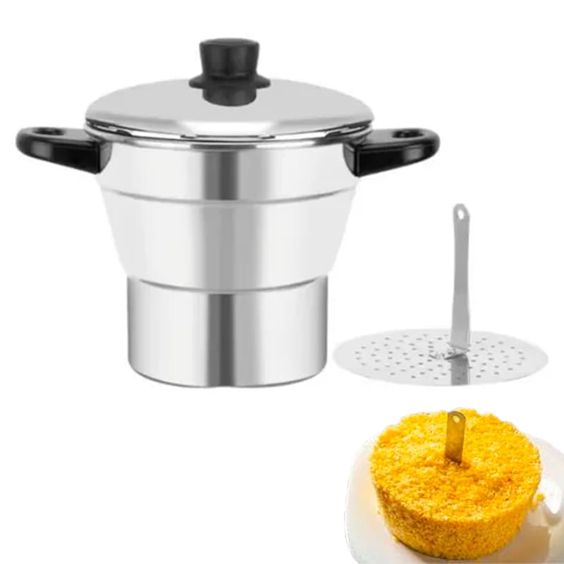 Cuscuzeiro Nordestino Tradicional com Ralo – Alumínio Polido Tamanhos P (14cm), M (16cm) e G (18cm)