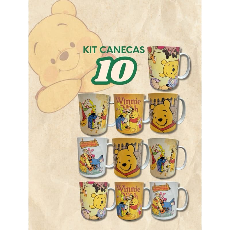 KIT MEGA PROMOCIONAL 10 canecas Ursinho POOH ANIVERSÁRIO LEMBRACINHAS ATADADO | ENTREGA RÁPIDA