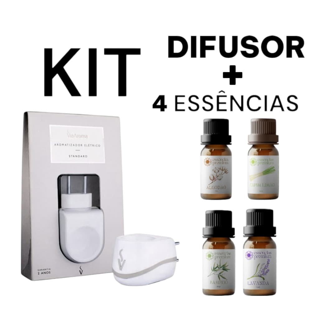 Difusor Aromatizador Elétrico Standard Bivolt Via Aroma + 4 Essência 15 ml