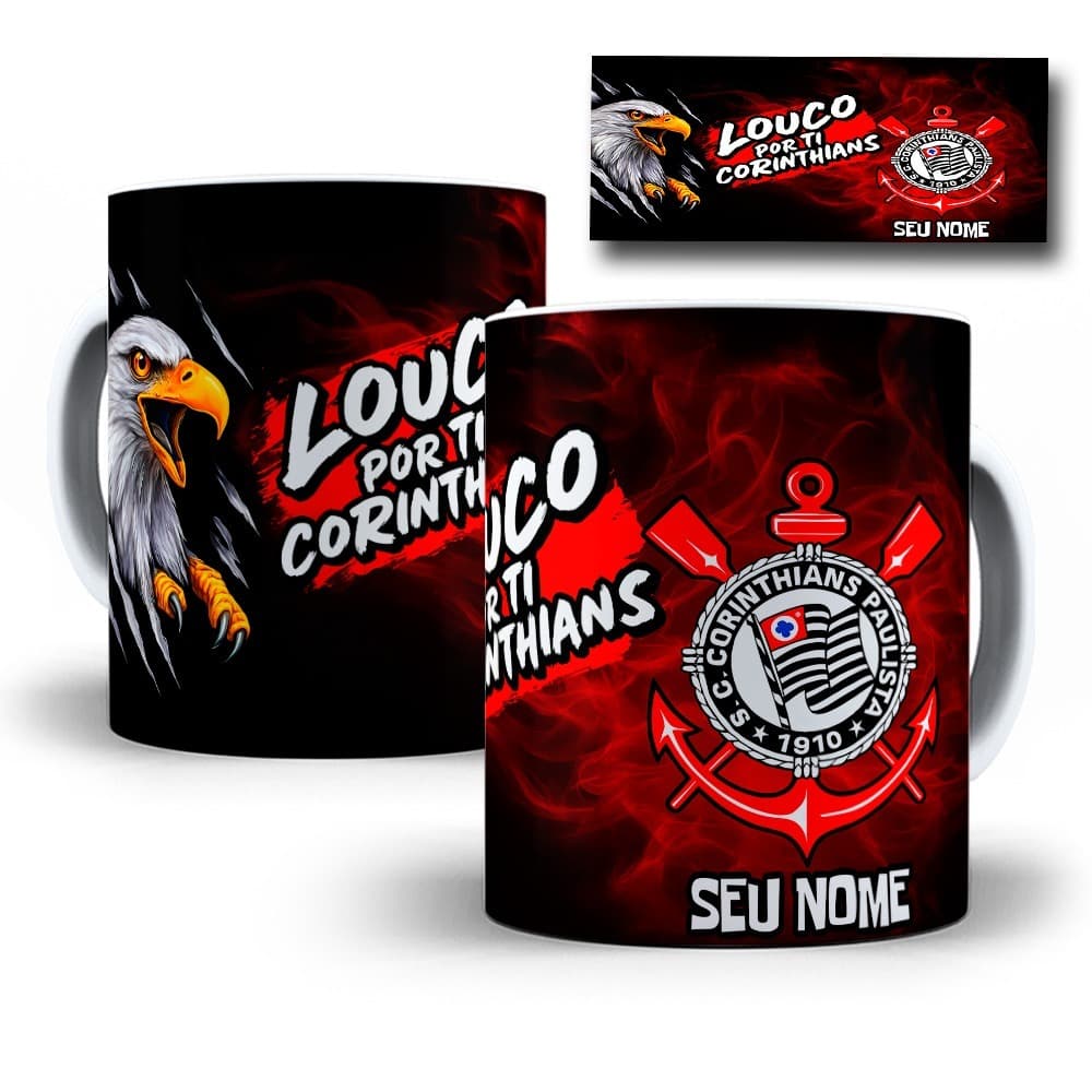 Caneca Timão Time Corinthians Personalizada Com Seu Nome