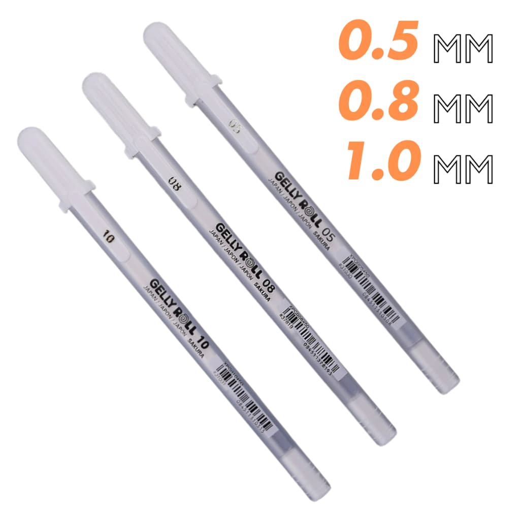 Caneta Gel Branca Gelly Roll Sakura Original - 0.5mm 0.8mm 1mm kit ou unitária