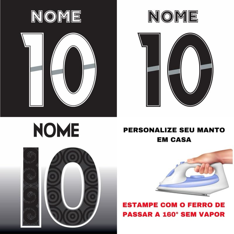 Personalização para camisa Corinthians DTF termocolante letras cinza nome número