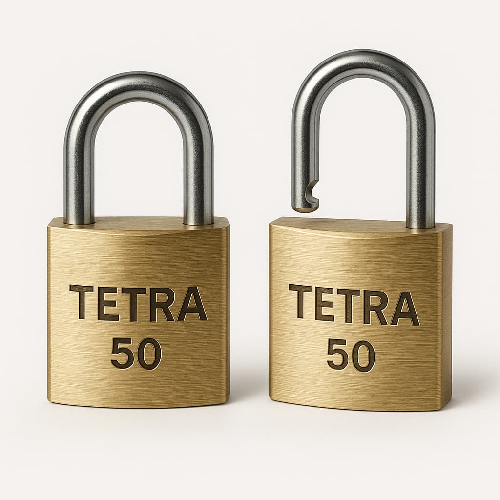 2 Cadeados Tetra 50mm Alta Segurança Latão Maciço 3 Chaves