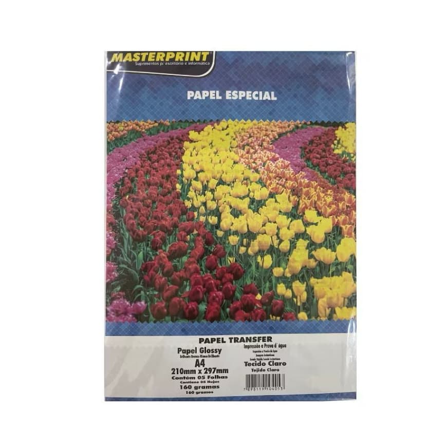 Papel Transfer Para Tecido Claro 160g A4 Pacote com 5 Folhas