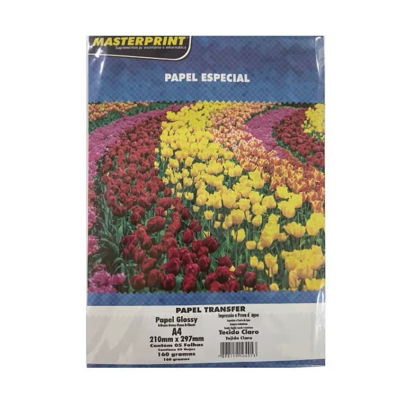 Papel Transfer Para Tecido Claro 160g A4 Pacote 5 Folhas