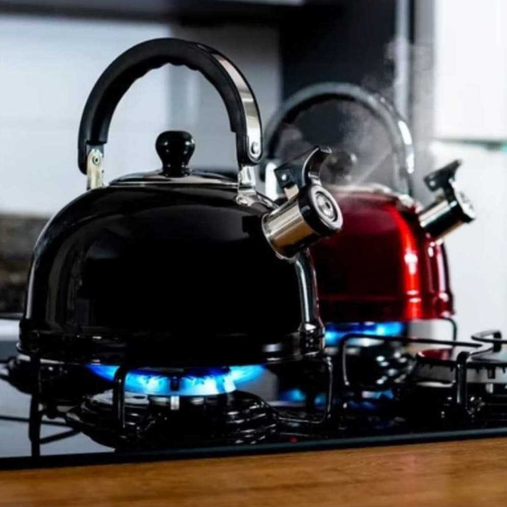 Chaleira Inox com Apito Ferve Rápido Fogão Gás Indução Elétrico varias cores