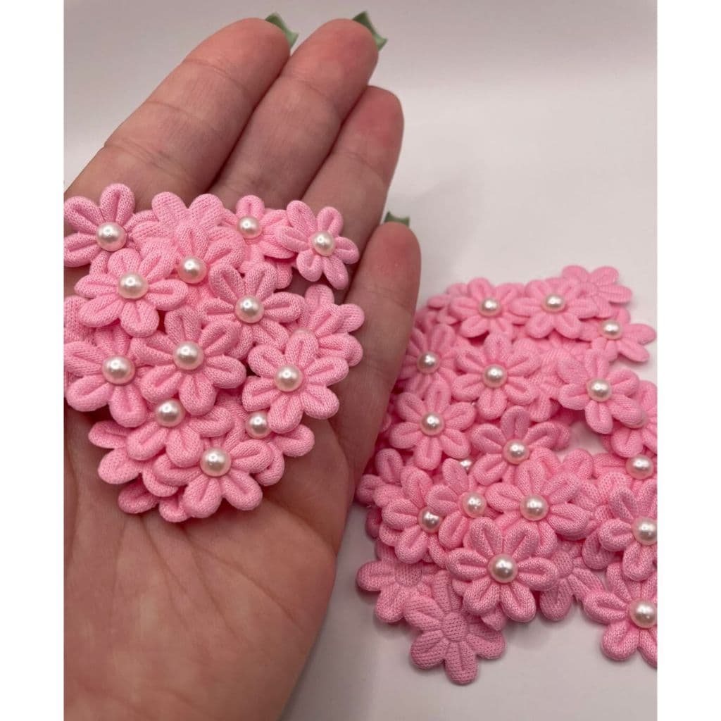 Flor Florzinha Prensada + Pérola 2x2cm - 1000 und.(Clique e verifique as cores disponíveis)