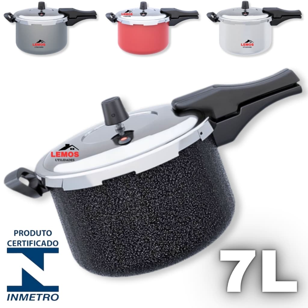 Panela De Pressão Fechamento Externo 7 Litros Cozimento Rapido Certificada Inmetro Com Otima Pressão
