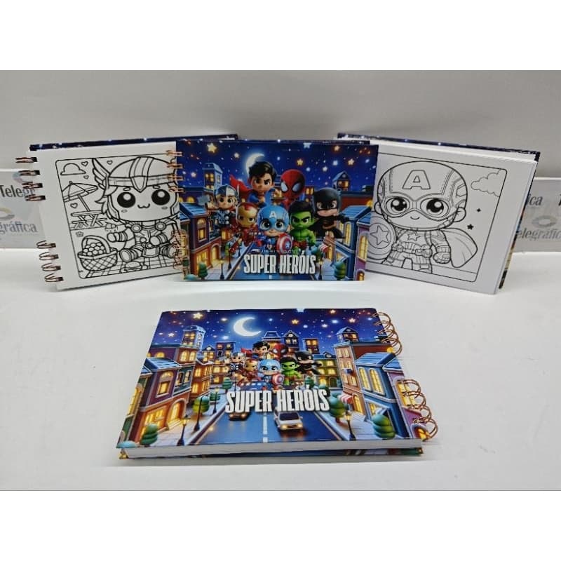 Super Heróis Livro de Colorir Premium 50 Folhas | Capa Dura + Acetato | Papel 150g –