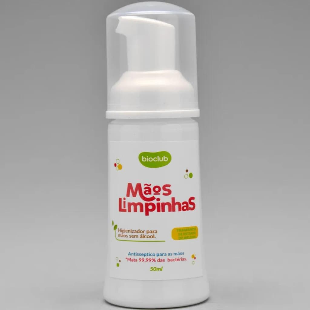 Mãos Limpinhas Higienizador Vegano Sem Álcool Bioclub 50ml