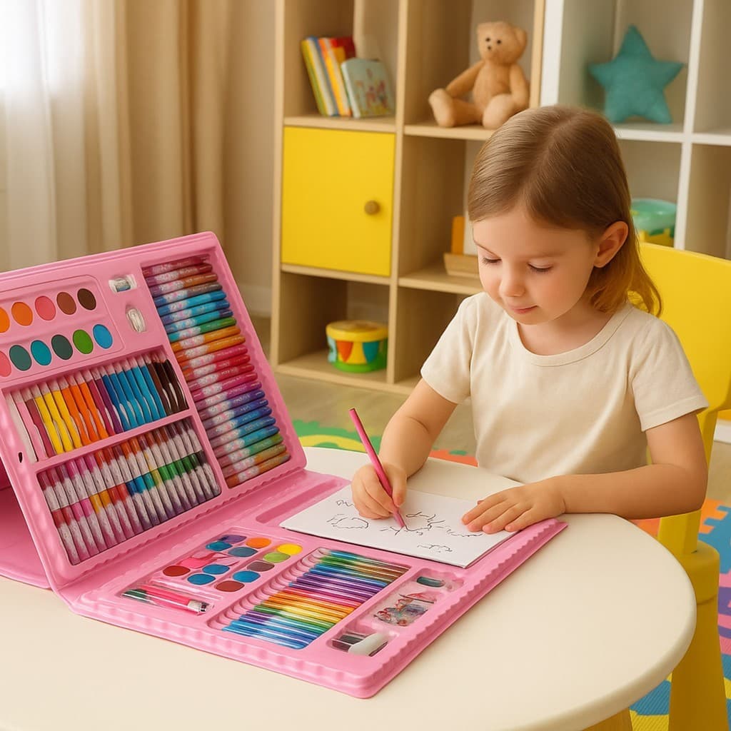 Maleta De Pintura Estojo Infantil Canetinha Colorir Escolar