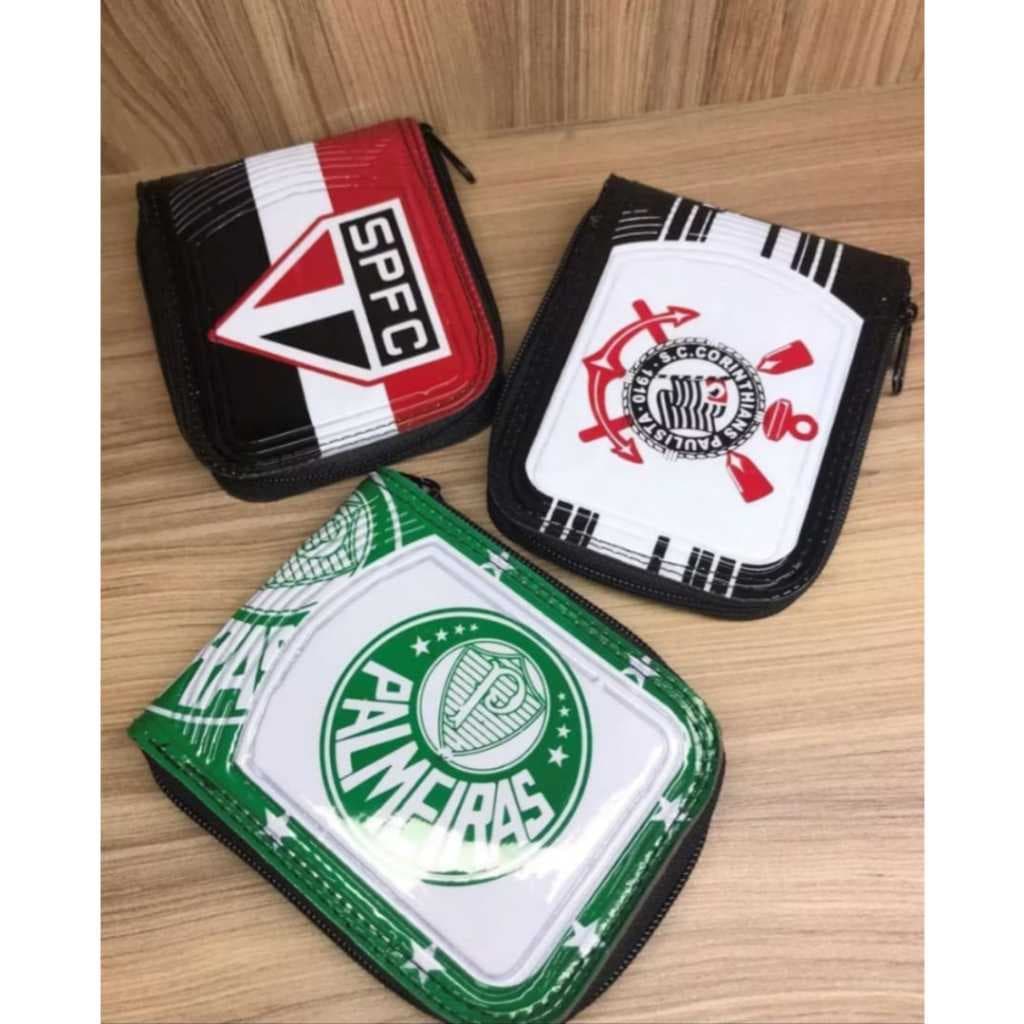 Carteira Masculina Estampada Time Futebol Com Zíper Presente Pais Tendência Campeonato Brasileiro Ma