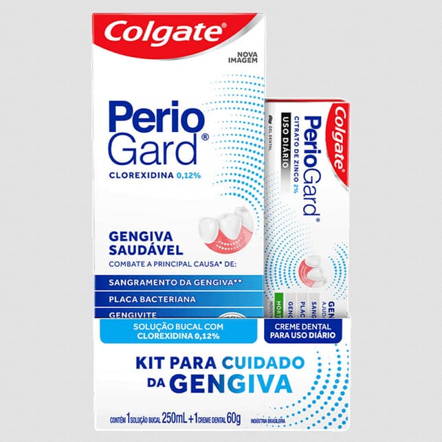 Kit Colgate PerioGard Enxaguante Bucal Zero Álcool 250ml + Creme dental 60g