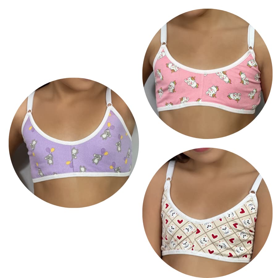 Kit 5 Sutiã Infantil Sem Bojo Menina Moça Juvenil Básico Dia a Dia Conforto