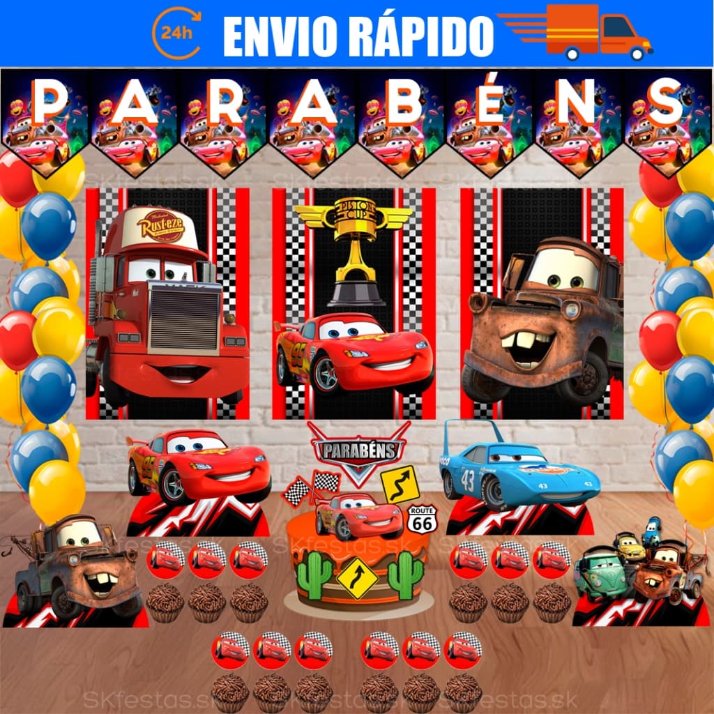 Kit Festa - Carros - Relampago Mcqueen - Aniversário - Festa - Mêsversário