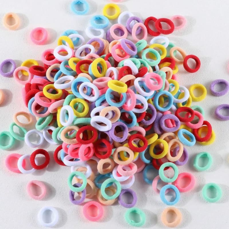 KIT 100 Peças Mini Rabicó Xuxinha De Cabelo Meia De Seda Scrunchies de Cabelo