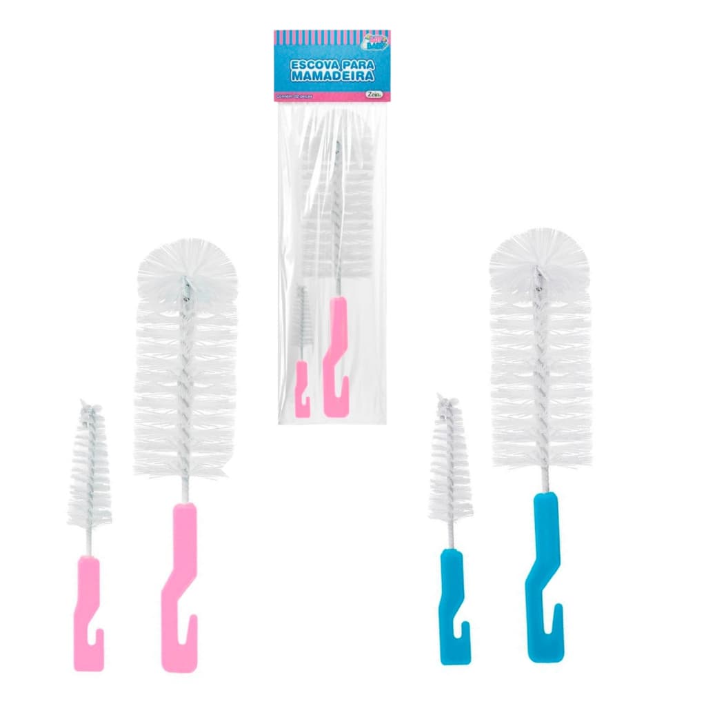 Kit Escova Limpa Mamadeira 2 Em 1  Escova Limpeza bico Garrafa  Copo Taça Lava Mamadeira