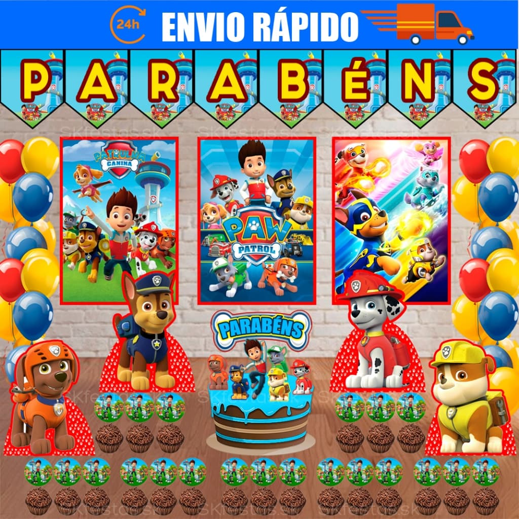 Kit Festa - Patrulha Canina - Chase - Skye - Aniversário - Festa - Mêsversário