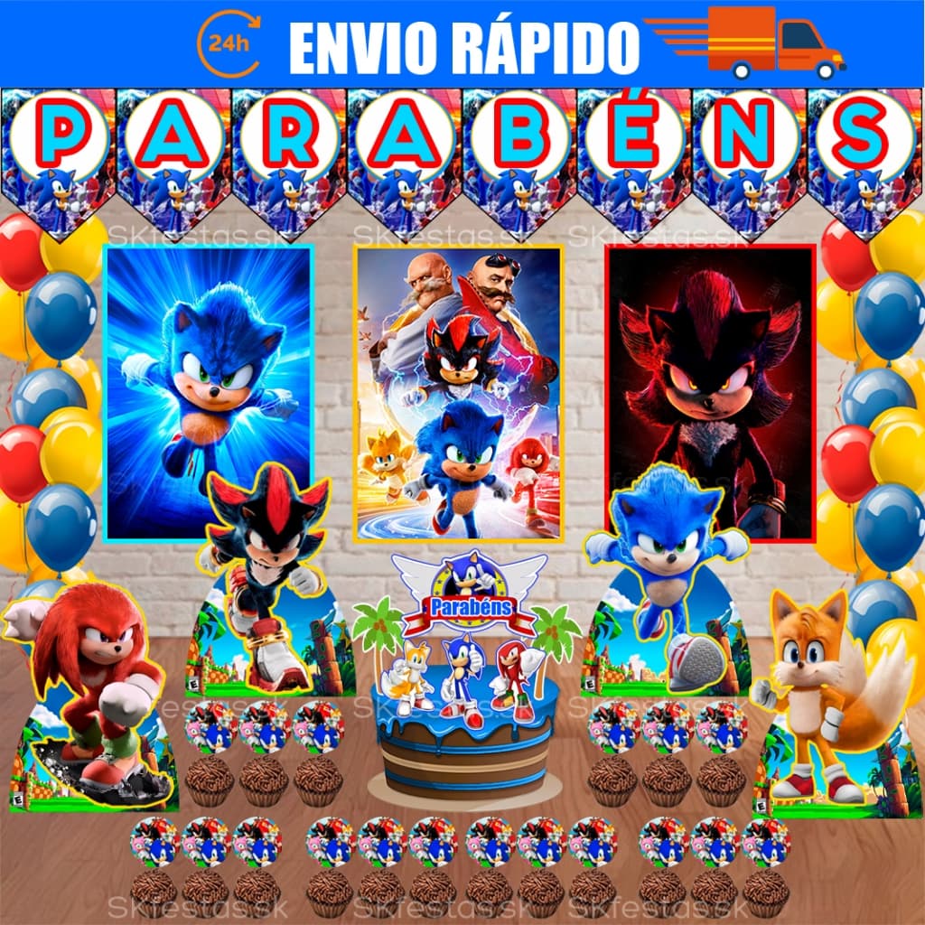 Kit Festa - Sonic - Sonic Shadow - Shadow - Aniversário - Festa - Mêsversário